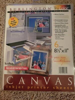 Burlington Canvas Inkjet Printer Sheets 6 Sheets 8.5 x 11  New/Sealed  - Image 1 of 3