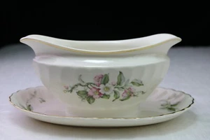 Apple Blossom Syracuse Sauciere USA 10 1/8" Goldrand Wirbelmuster NEUWERTIG - Bild 1 von 7