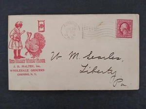 New York: Corning 1911 Maltby Red Turkey Flour Red Advertising Cover Flag Cancel - Picture 1 of 2