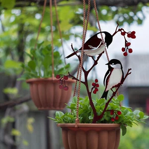 Home Decor Birds On Branch Garden Yard Stake Outdoor Bird Metal Patio Yard Art - Picture 1 of 9