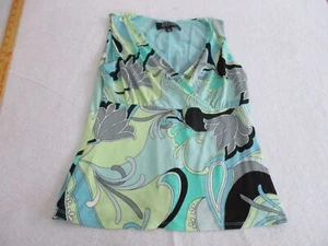Kasper Colorful Blue Blouse top Sz 4 - Picture 1 of 6