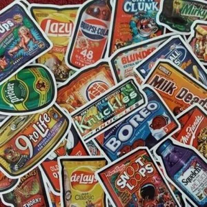 50 Stck. Snack Essen Aufkleber Marke Spoof Sticker Pack Vinyl lustige Humor Aufkleber - Bild 1 von 10