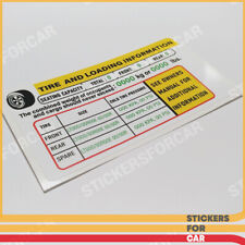 Custom CHEVROLET, Ford, USA Tire Pressure and Loading Information Sticker