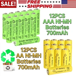 24Pcs AA & AAA Rechargeable Batteries 1.2V Ni-MH Battery 700mAh for Solar Light - Picture 1 of 15