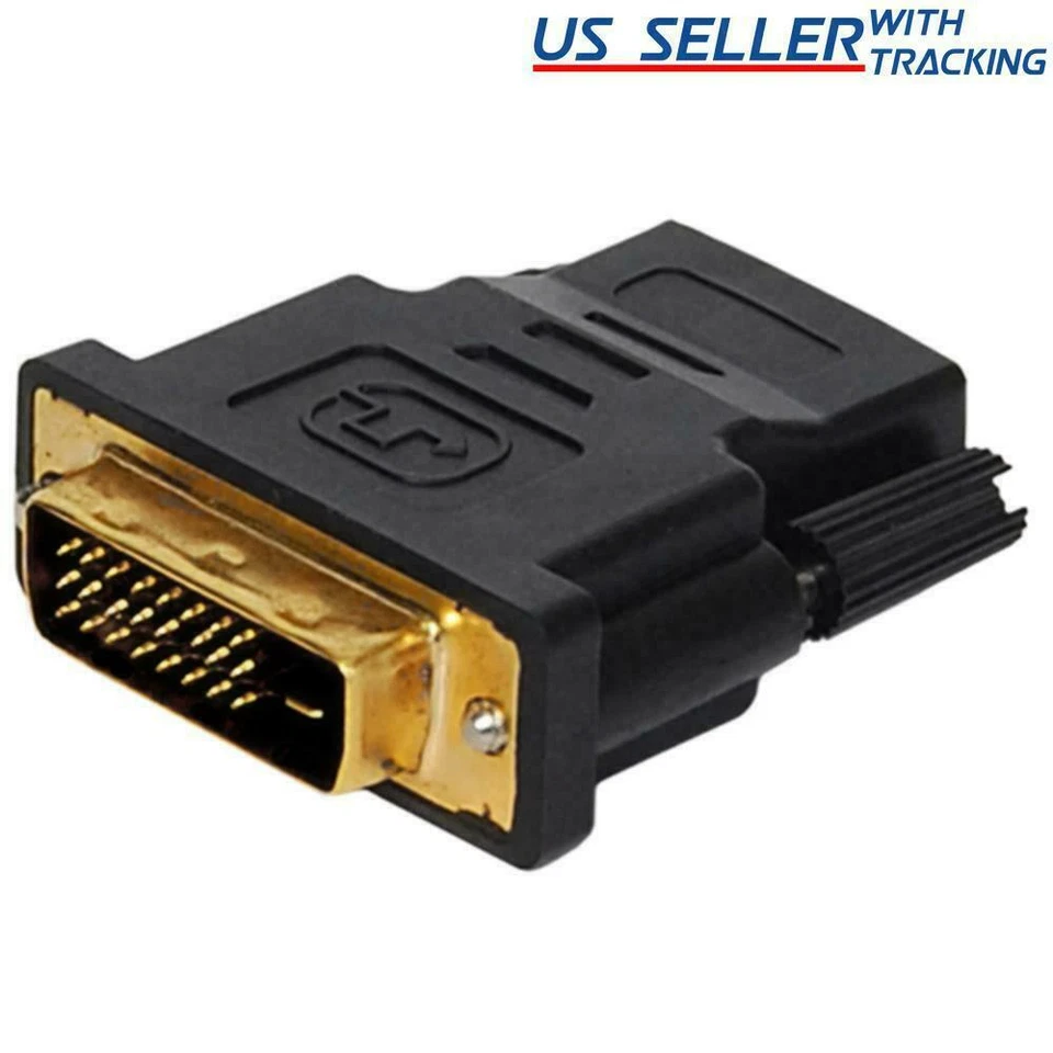 DVI-D Male (24+1 pin) to HDMI Female (19-pin) HD HDTV Monitor Display Adapter - Image 1 of 4