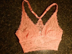 Victoria's Secret The Lacie crop Coral lace bralette triangle long line XS BNWT! - Picture 1 of 5