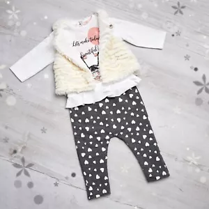 Niedliches 3-teiliges Set für Mädchen flauschige Weste Langarm-Leggings mit Herzen FR7688 - Bild 1 von 2