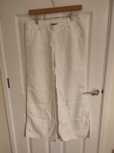 Monsoon White Linen Flared Trousers Size 10