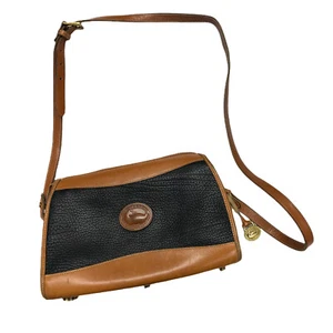 Vintage Dooney & Bourke Big Duck Crossbody Shoulder Bag Black Leather Messenger - Picture 1 of 12