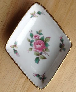 Spode Diamond Shape Pin Dish - Billingsley Rose Spray - Picture 1 of 6