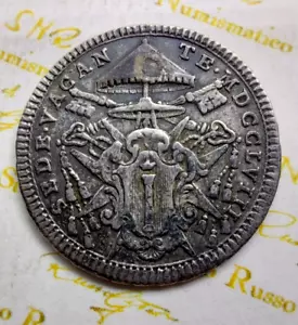 ROMA SEDE VACANTE 1758 QUINTO DI SCUDO FORO OTTURATO MUNT.4 - Foto 1 di 2