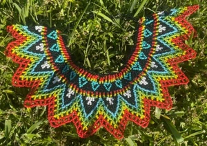 Mexican Huichol Beaded Necklace/ Beaded Necklace Handmade 15” - Picture 1 of 7