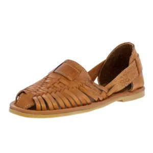 Womens Light Brown Sandals Real Woven Leather Mexican Authentic Huaraches Closed - Picture 1 of 5