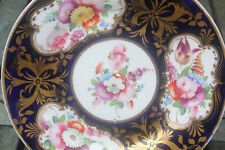 Antique Victoria  Handpainted Flower Display Plate Painted Gilded Cabinet Art