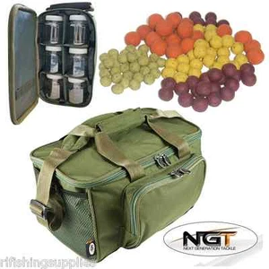 Bolsa de aparejos de pesca de carpa NGT 537 + bolsa Glug con 6 ollas + boilies de carpa - Imagen 1 de 5