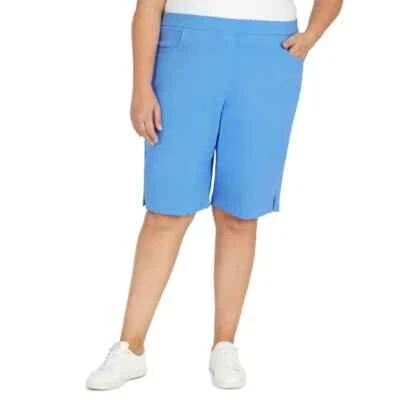 Alfred Dunner Plus Size Classic Tummy-Control Fit Bermuda Shorts SZ 22W, Blue - Image 1 of 4