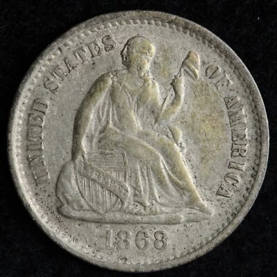 1868-S Seated Liberty Silver Half Dime AU E205 SLM - Image 1 of 2