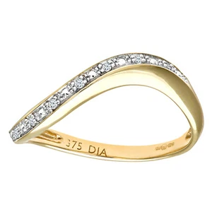 9ct Yellow Gold Diamond Half Eternity Ring Wave Design by Naava - Picture 1 of 8