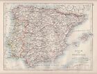 1921 Landkarte ~ Spanien & Portugal ~ Balearen Inseln Leon Granada Huesca Beira
