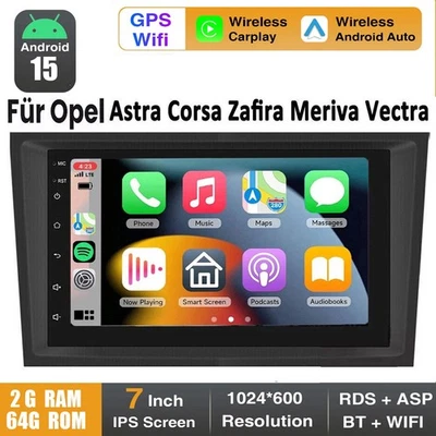 Android 15 Apple Carplay Autoradio Für Opel Corsa C/D Zafira B Astra G H GPS RDS - Bild 1 von 4