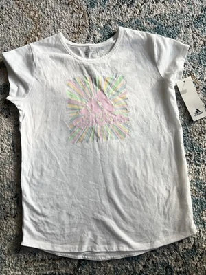 Adidas Nuevo Con Etiquetas Niñas M 10/12 Manga Corta Gráfico Camiseta Deportes Algodón Foto 1 de 2