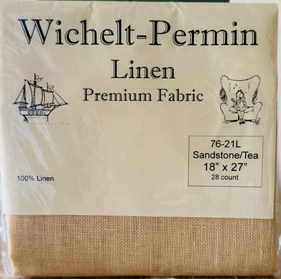Wichelt Permin PREMIUM LINEN FABRIC 28 Ct Cross Stitch 18 x 27”, “Sandstone/Tea” - Image 1 of 2