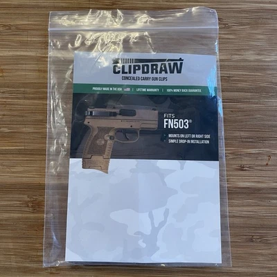 CLIPDRAW for FN503 Handgun Pistol Concealed Carry Gun Clip (Black) NEW! - Image 1 of 2