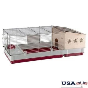 Extra Large Rabbit Cage W/ Wood Hutch Kit Easy Clean Access Water Bottle Metal - Picture 1 of 6