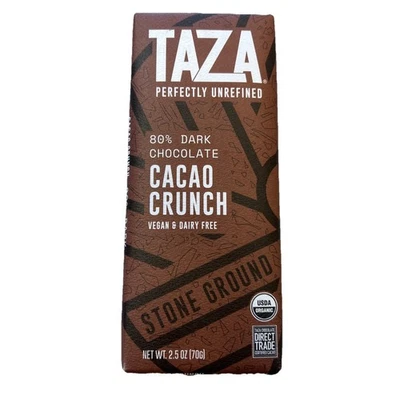 Taza Chocolate Stone Molido Orgánico Barra Oscura Cacao Crunch 2.5 OZ (Paquete de 4) Foto 1 de 4