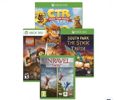 Xbox One & 360 Bndl -CTR Crash Team Racing, South Park, LEGO LOTR, Unravel Yarny - Image 1 of 2