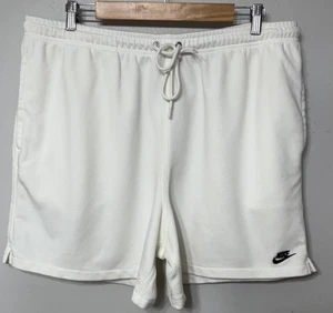 Nike Shorts Fleece French Terry Mens Size XL White Club Flow Pull On Pockets - Picture 1 of 9