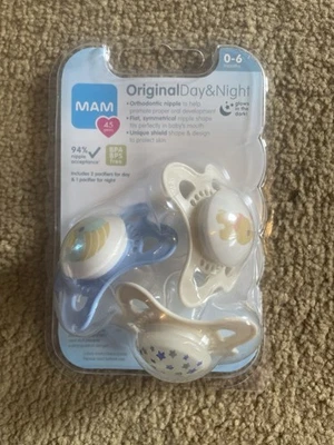 MAM Pacifier 0-6 Original Day & Night BPA Free Stars Glow in Dark Whale - Image 1 of 4