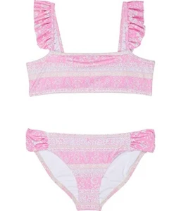 Billabong Day Dreamer Bikini Set Girls 4 Pink Floral Ruffle Swimwear JDM1642 - Picture 1 of 10