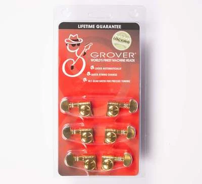Grover 406G 中型锁定旋转 3x3 吉他调谐器 - 金色 — 第 1/4 张图片
