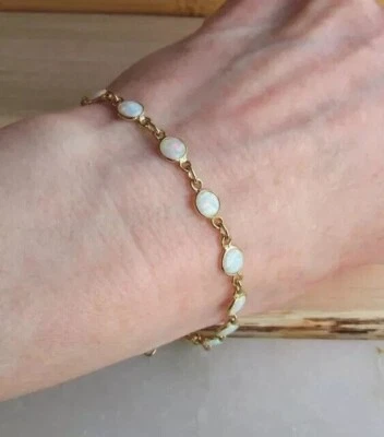 Oval Cut Simulated Fire Opal Women's Gorgeous Bracelet In 14k Yellow Gold Plated - Image 1 of 4