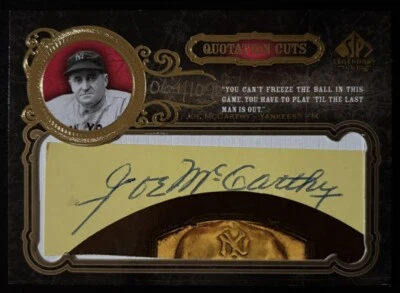 Joe McCarthy 2007 SP Legendary Cuts Cut Autograph /109 New York Yankees - Image 1 of 2