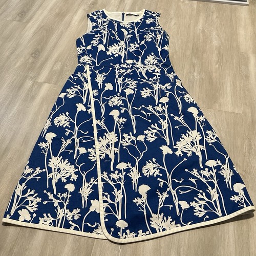 Abito senza maniche Kate Spade sabato blu stampa bianca taglia 4