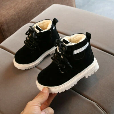 Niños pequeños Niñas Bebé Niño Invierno Botas cálidas Zapatos con cordones Botines cortos al tobillo Foto 1 de 4