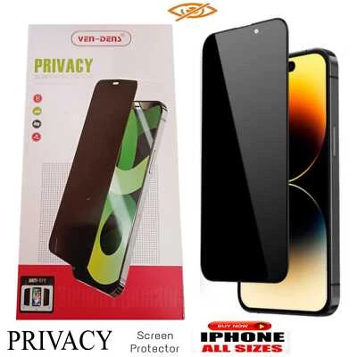 Privacy Tempered Glass Screen Protector For iPhone 15 14 13 12 11 Pro Max Plus X - Image 1 of 4