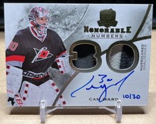 2015-16 The Cup Honorable Numbers #HNCW Cam Ward DUAL PATCH AUTO /30 - CAROLINA