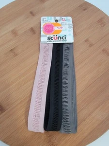 Scunci No Slip Grip 1 inch Headbands all day hold multicolor 3 count - Picture 1 of 3