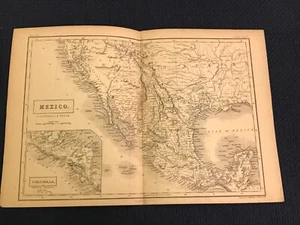 1857 Mexico Map California Texas Vtg Antique Encyclopedia Britannica Engraving - Picture 1 of 6