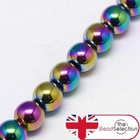 PREMIUM QUALITY 100 RAINBOW ROUND HEMATITE BEADS 4mm JEWELLERY MAKING HEM20