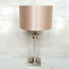 Litecraft Table Lamp B22 Base With Gold Drum Shade - Satin Chrome Clearance     
