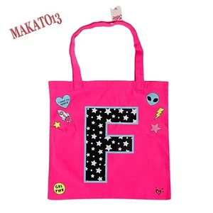 BOLSO DE MANO Inicial "F" de JUSTICE GIRL Algodón Playa Espacio Logo Rosa Bolso de Hombro - Imagen 1 de 2