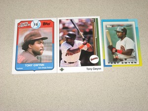 TONY GWYNN 3 CARD LOT 1989 CAP'N CRUNCH #5 & UPPER DECK #384-1990 TOPPS MINI #80