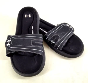 Under Armour Men's Sandals Flip Slides Black White Open Toe Size 10 - Imagen 1 de 7
