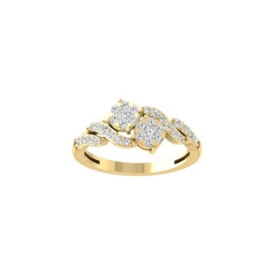 10K Yellow Gold Round Natural Diamond Engagement Ring Size 7 Gift For Women - Image 1 of 4