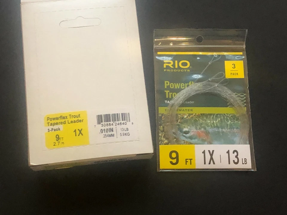 Rio Powerflex Trout Tapered Leader - 1X 9ft (3 Pack)