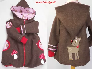 niciart design ♥ WOLLWALK MANTEL ♥WALKMANTEL Ballonmantel♥WALKJACKE ♥BRAUN REH - Bild 1 von 13